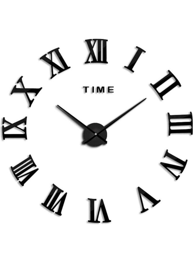 لينجوي ساعة حائط ثلاثية الأبعاد مع ملصقات عاكسة لتزيين المنزل أسود 80x80x3سم  - Image 1