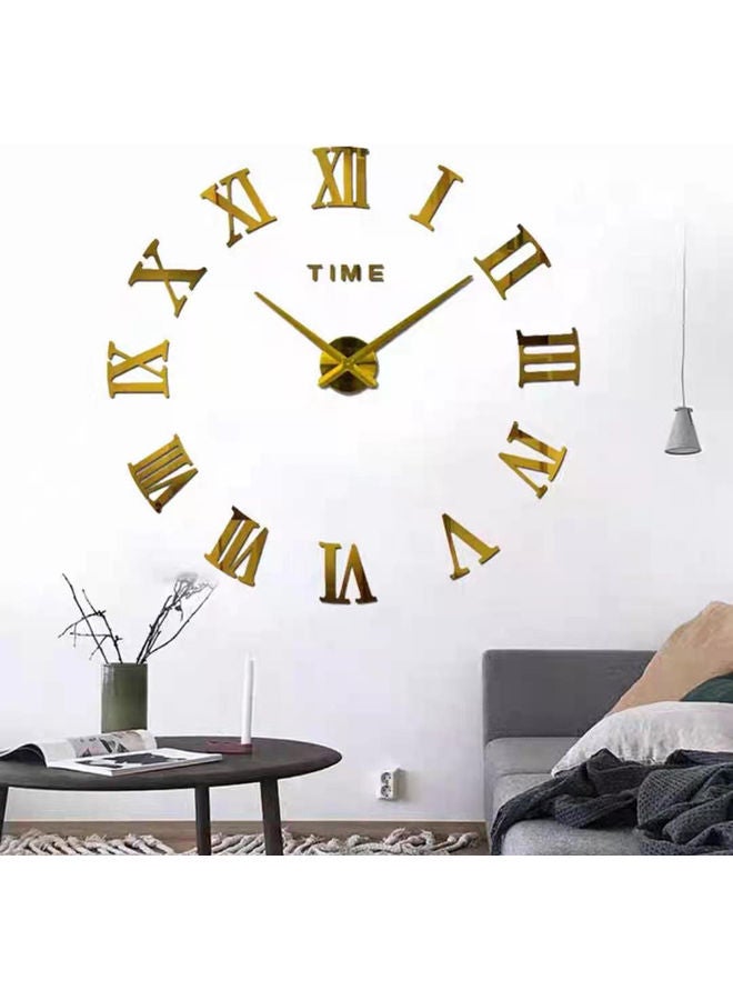 LINGWEI 3D Wall Clock with Mirror Stickers For Home Decoration Gold 120x120x3cm - Image 2
