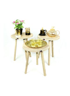 Living Set of 3 Round Coffe Tables Multicolour 50x38cm  - Image 2