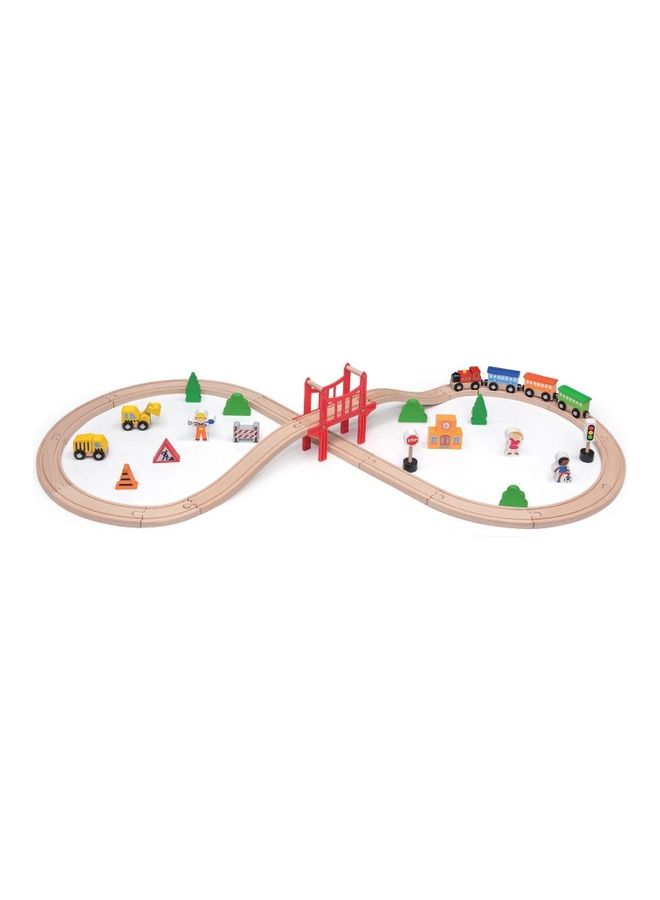 VIGA 39-Piece Wooden Train Set 10.4x44.5x14.5cm  - Image 1
