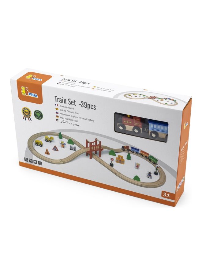VIGA 39-Piece Wooden Train Set 10.4x44.5x14.5cm  - Image 2