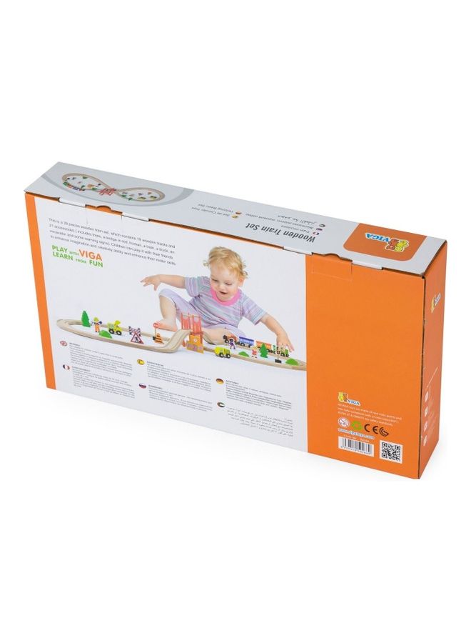 VIGA 39-Piece Wooden Train Set 10.4x44.5x14.5cm  - Image 3