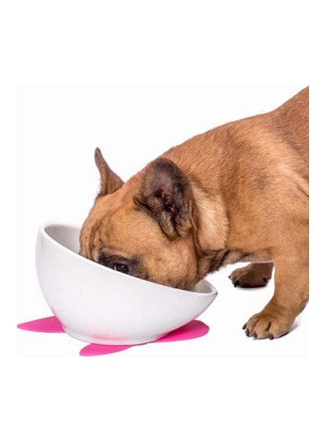 BGM Pet Dog Ceramic Universal Non-slip Food Bowl Feeder White/Red - Image 1
