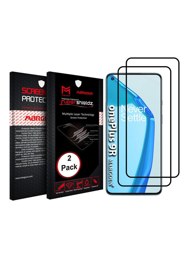 مارجون لاصقة حماية للشاشة من الزجاج المقوى لهاتف ون بلس 9R من قطعتين شفاف/ أسود - Image 2