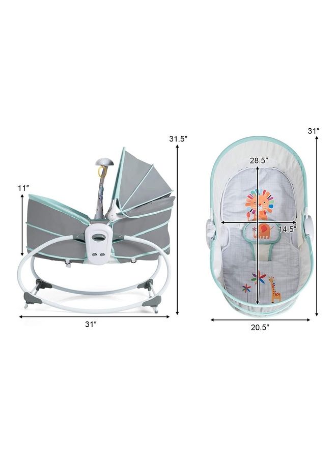 5-In-1 Portable Newborn Baby Bassinet With Detachable Canopy Music Toys - Image 3