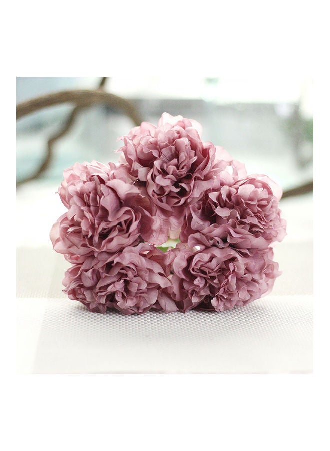 Generic 5-Piece Faux Vivid Decorative Silk Cloth Peony Flower Beige/Green 26.75x16.05x8.75cm  - Image 3