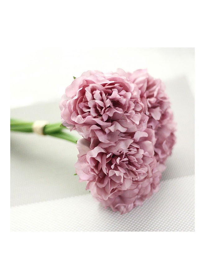 Generic 5-Piece Faux Vivid Decorative Silk Cloth Peony Flower Beige/Green 26.75x16.05x8.75cm  - Image 4