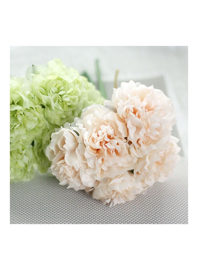 Generic 5-Piece Faux Vivid Decorative Silk Cloth Peony Flower Beige/Green 26.75x16.05x8.75cm  - Image 5