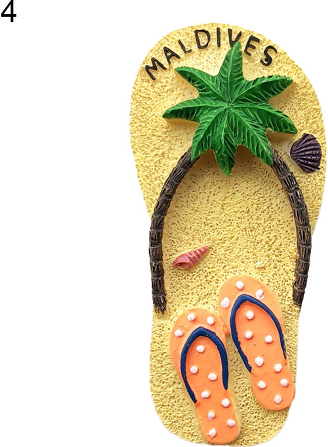 3D Maldives Design Resin Refrigerator Magnet Yellow/Green/Orange - Image 1