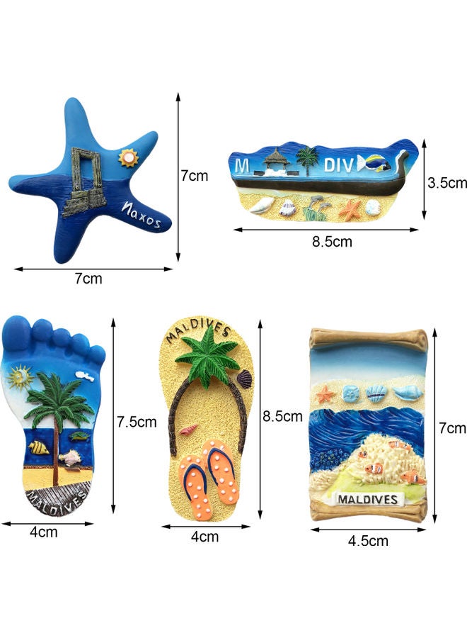 3D Maldives Design Resin Refrigerator Magnet Yellow/Green/Orange - Image 4