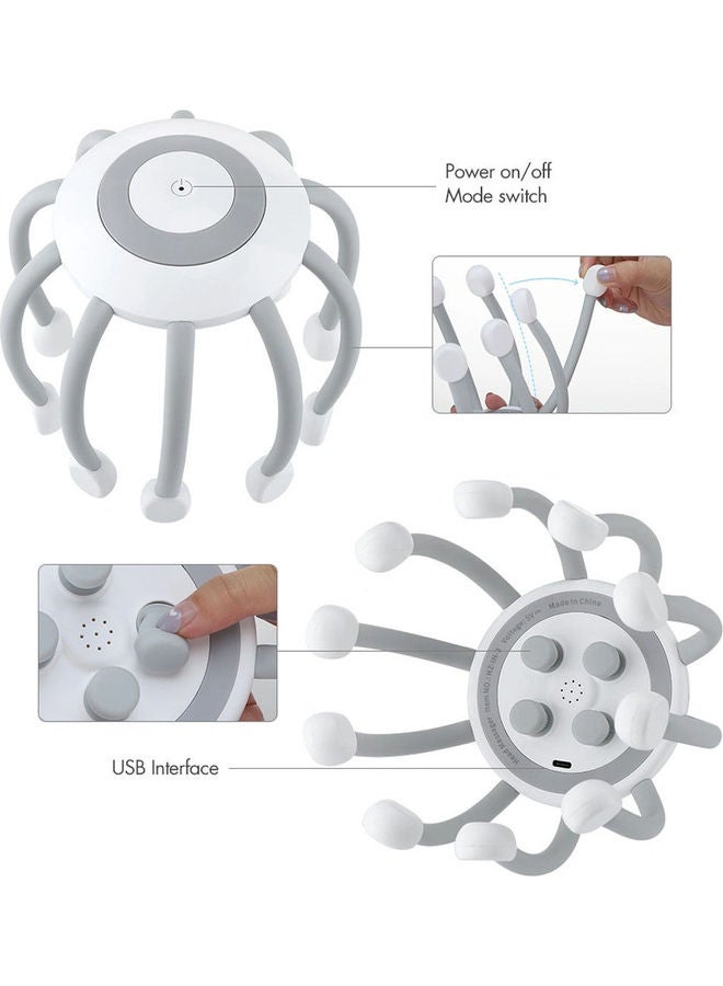 جهاز تدليك برأس لفروة الرأس قابل لإعادة الشحن بتصميم أخطبوط ذكي بدون استخدام اليدين - Image 3