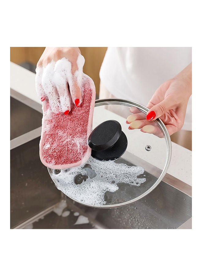 Good Absorption Microfiber Elastic Double-Sided Cleaning Rag Pink 16.5x9.3cm - Image 4