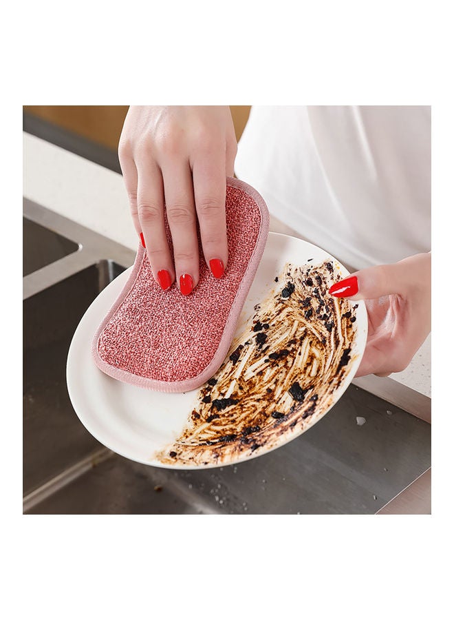Good Absorption Microfiber Elastic Double-Sided Cleaning Rag Pink 16.5x9.3cm - Image 2
