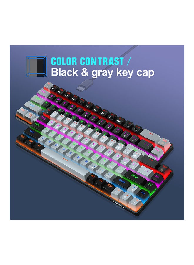 Wired 68-Keys RGB Gaming Keyboard With Detachable Type-C Cable And ABS Keycap Black