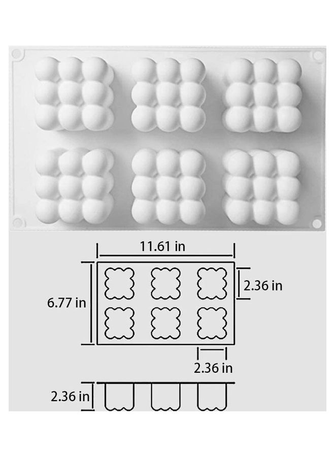 شو وو قالب من السيليكون بمكعبات لخبز كعكة الشوكولاتة أبيض 11.61 x 6.77 x 2.36بوصة  - Image 2