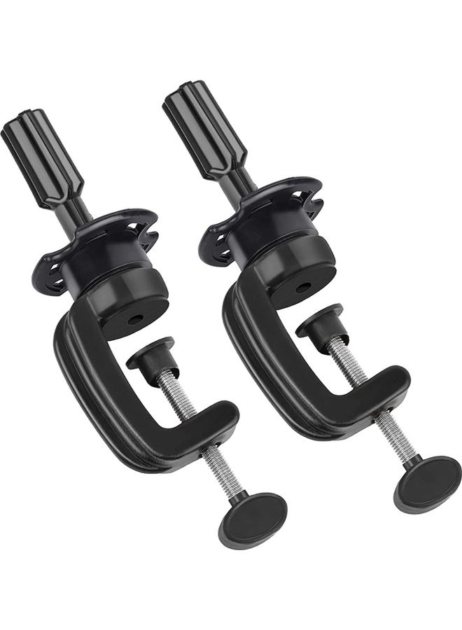 طقم مشابك طاولة مكون من قطعتين، لحمل رأس مانيكان أو تمثال العرض. أسود 220جرام - Image 1