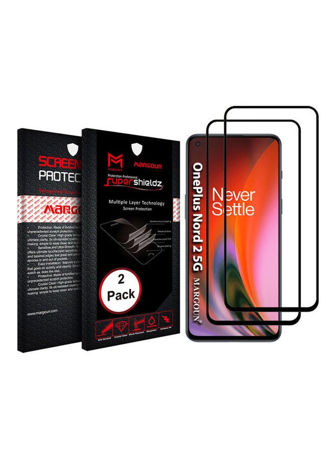 MARGOUN 2-Pack Super Shield 3D Temoered Glass Screen Protector for OnePlus Nord2 5G (6.43inch) 2021 Clear/Black - Image 2