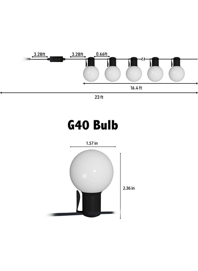 BT G40 Globe IP65 Waterproof String Light White 1.57x2.36inch