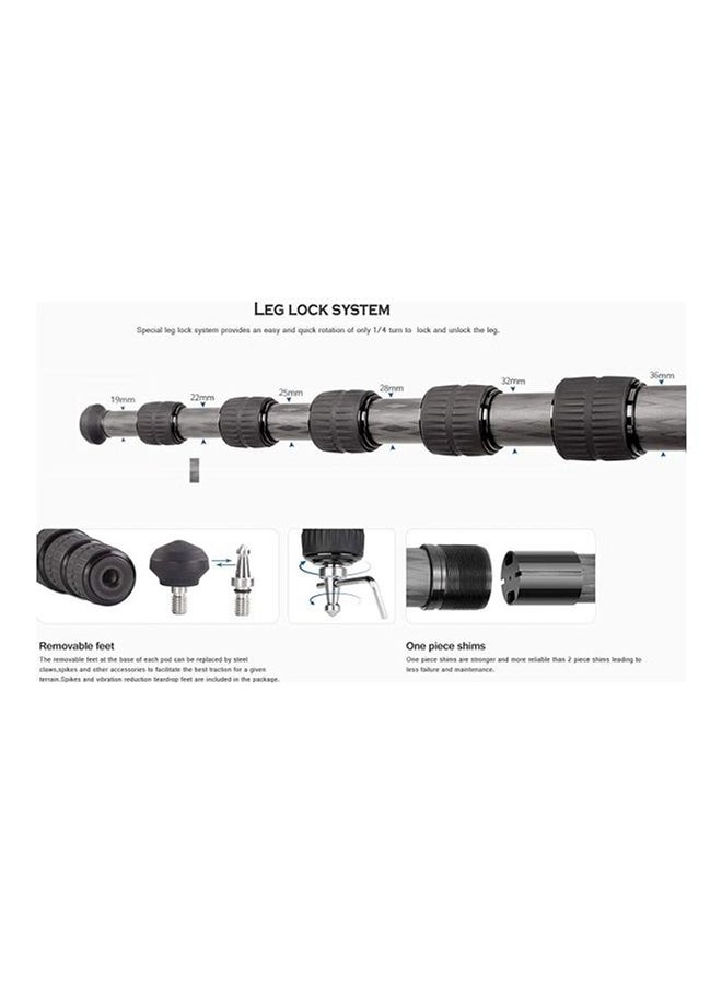 Leofoto 4 Section Carbon Fiber Cf Travel Monopod Black  - Image 2