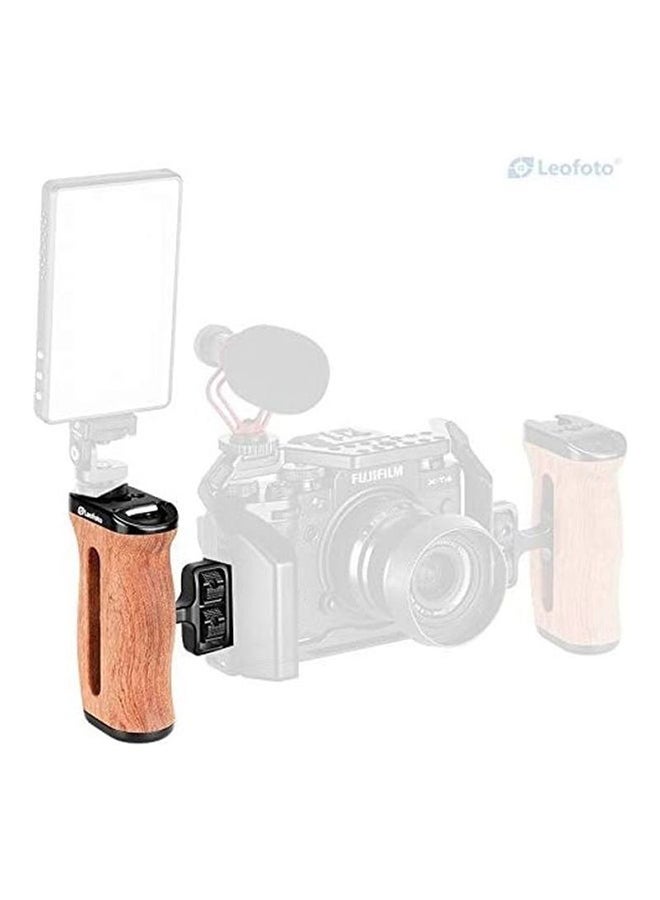 Leofoto Wooden Handle Grip Mount Black/Brown - Image 2