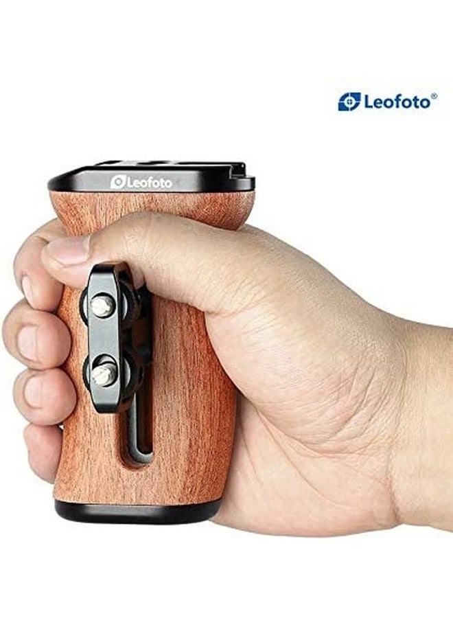 Leofoto Wooden Handle Grip Mount Black/Brown - Image 4