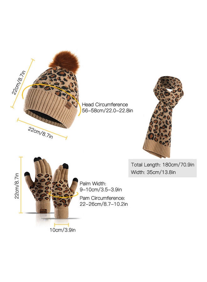 Generic Leopard Print Three-Piece Suit of Warm Hat, Scarf and Pair of Gloves - Image 2