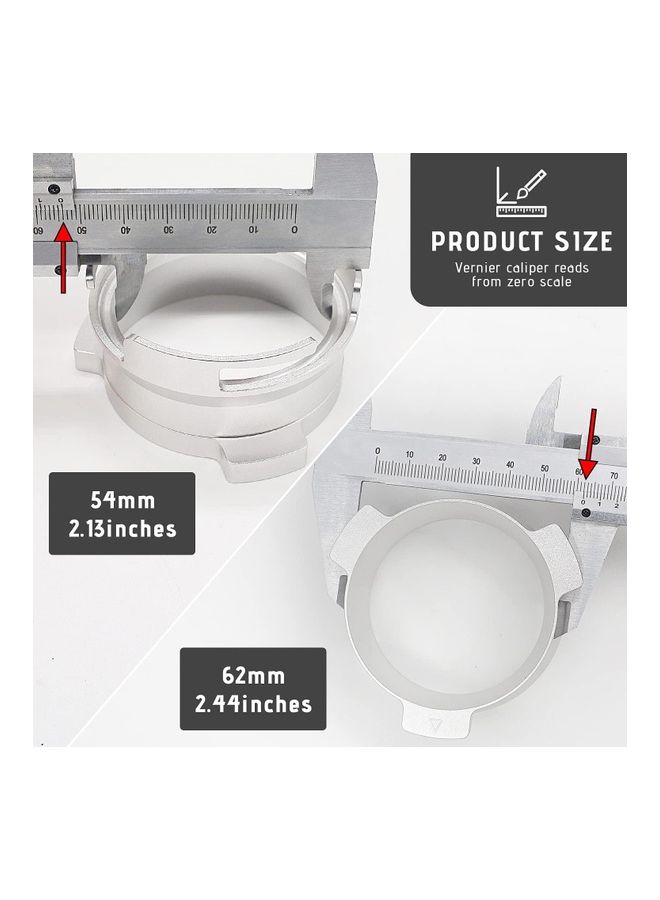 XiuWoo Dosing Funnel Aluminum Metal Hands-Free Ring with Grinder Trigger Silver 54mm - Image 4