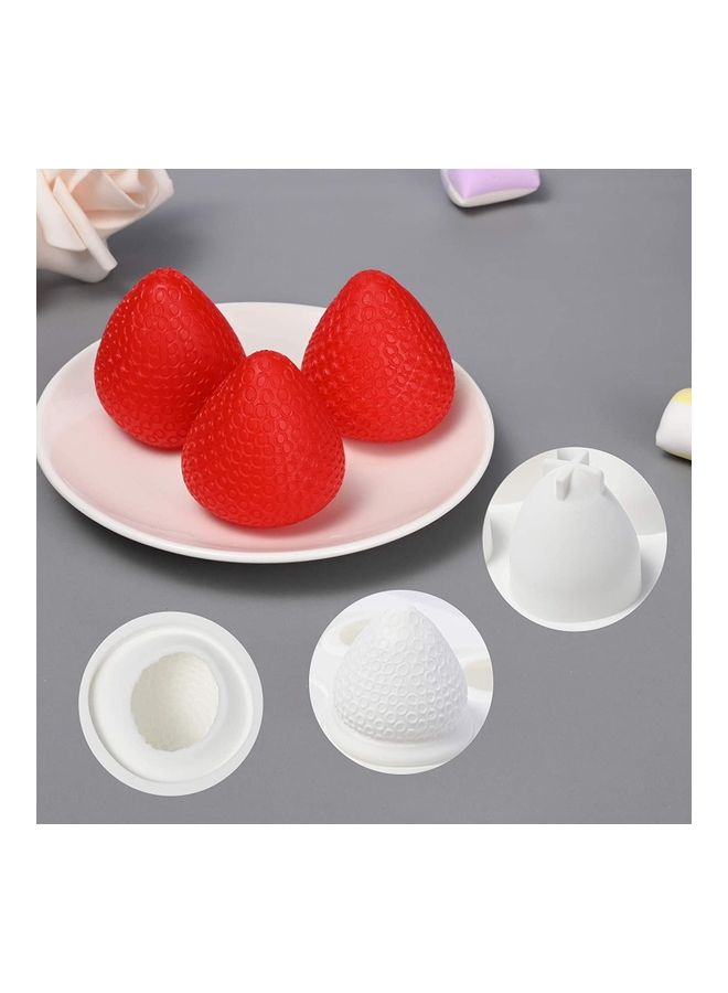 شو وو قالب من السيليكون مع 15 تجوفات على شكل فراولة أبيض 29 x 17سم - Image 4