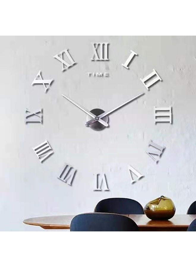 LINGWEI 3D Wall Clock with Mirror Stickers For Home Decoration Silver 80x80x3cm - Image 2