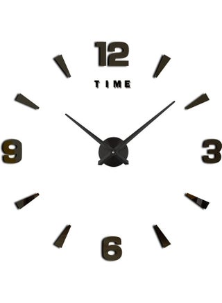 3D Wall Clock with Mirror Sticker For Home Decoration Black 80x80x3cm - v1631366260/N50801647A_1