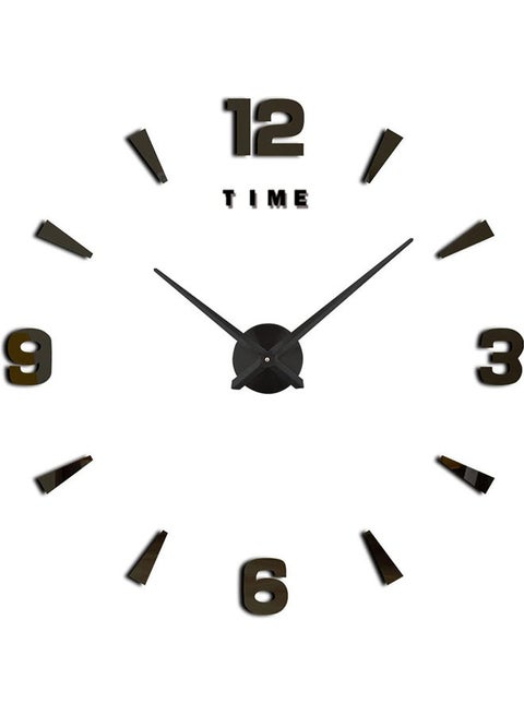 3D Wall Clock with Mirror Sticker For Home Decoration Black 80x80x3cm
