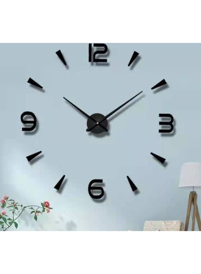 3D Wall Clock with Mirror Sticker For Home Decoration Black 80x80x3cm