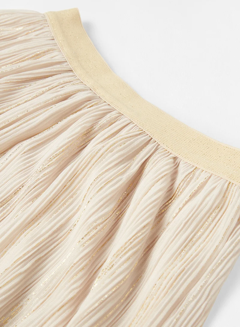 MANGO Kids/Teen Textured Lurex Skirt Beige/Gold