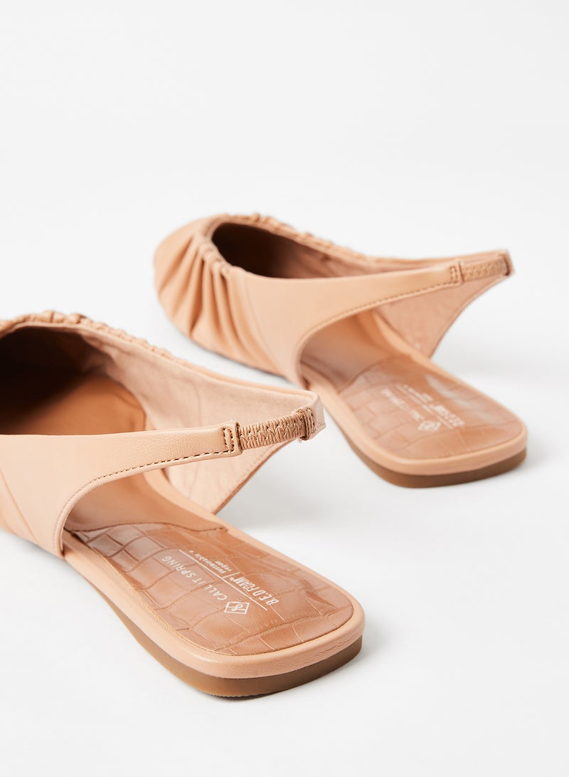 CALL IT SPRING - Scrunchy Slingback Ballerinas Peach - Image 1