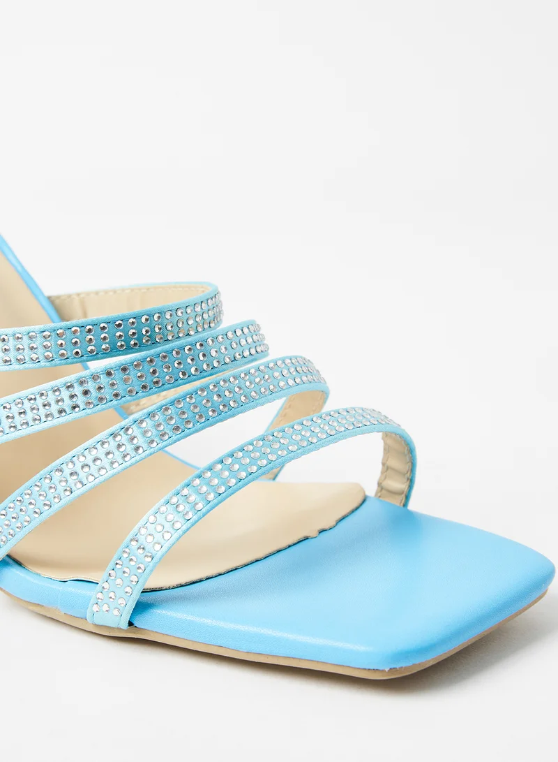 LABEL RAIL Multi Strap Spool Heel Sandals Blue
