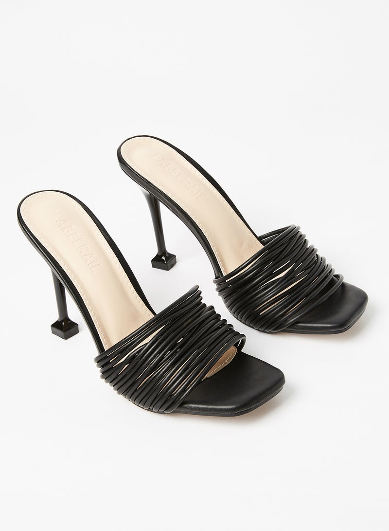 LABEL RAIL Multi Strap High Heel Sandals Black - Image 2