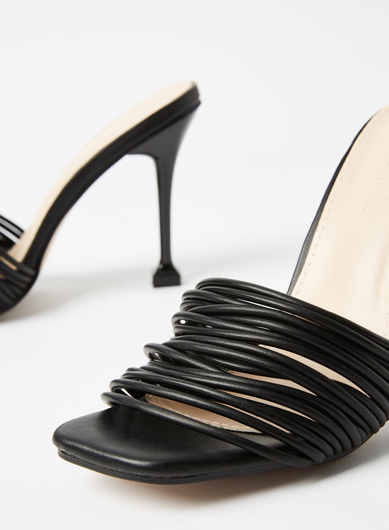 LABEL RAIL Multi Strap High Heel Sandals Black - Image 4