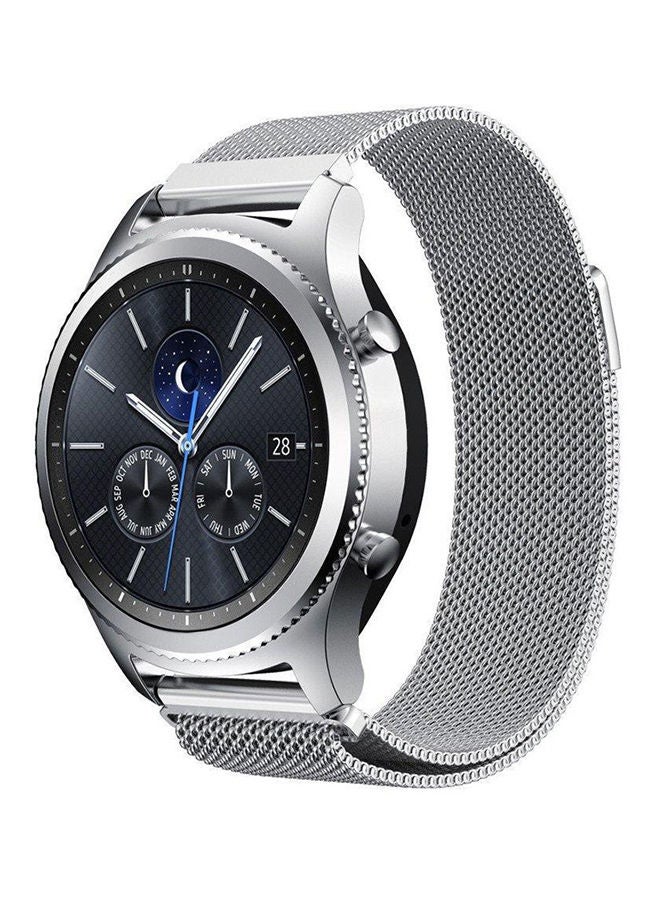 Gear S3 Classic-Frontier Smart Watch Band, Magnet Milanese Loop Stainless Steel With Metal Clasp Buckle Replacement Accessory Sport Fitness Wristband Bracelet Strap Silver  - Image 2