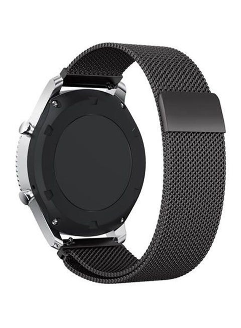 Gear S3 Frontier - Classic Watch Band, Milanese Loop Adjustable Stainless Steel Replacement Strap Bands Black