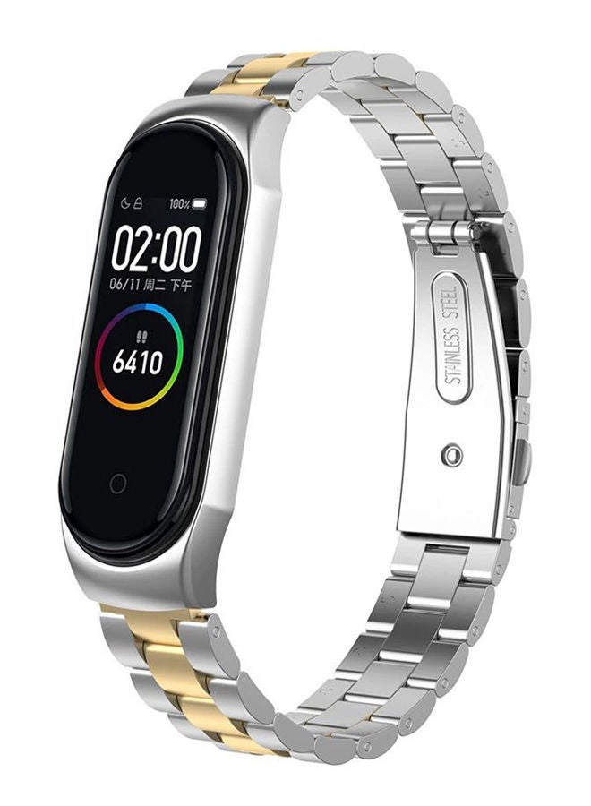 Stainless Steel Strap Bracelet For Xiaomi Mi Band 3 4 Gold-Silver - Image 1