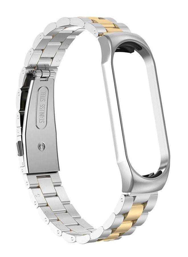 Stainless Steel Strap Bracelet For Xiaomi Mi Band 3 4 Gold-Silver - Image 2