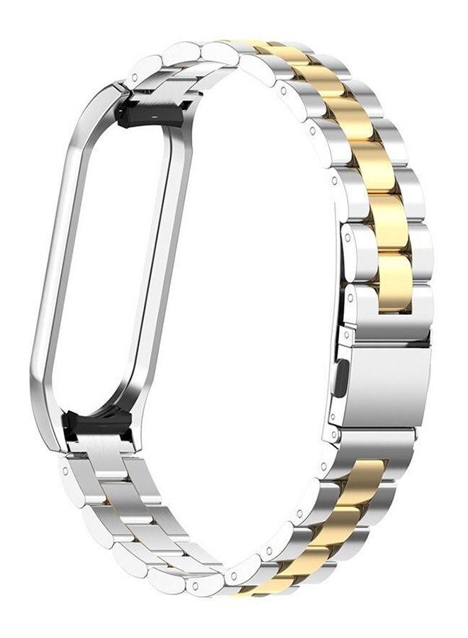 Stainless Steel Strap Bracelet For Xiaomi Mi Band 3 4 Gold-Silver - Image 3