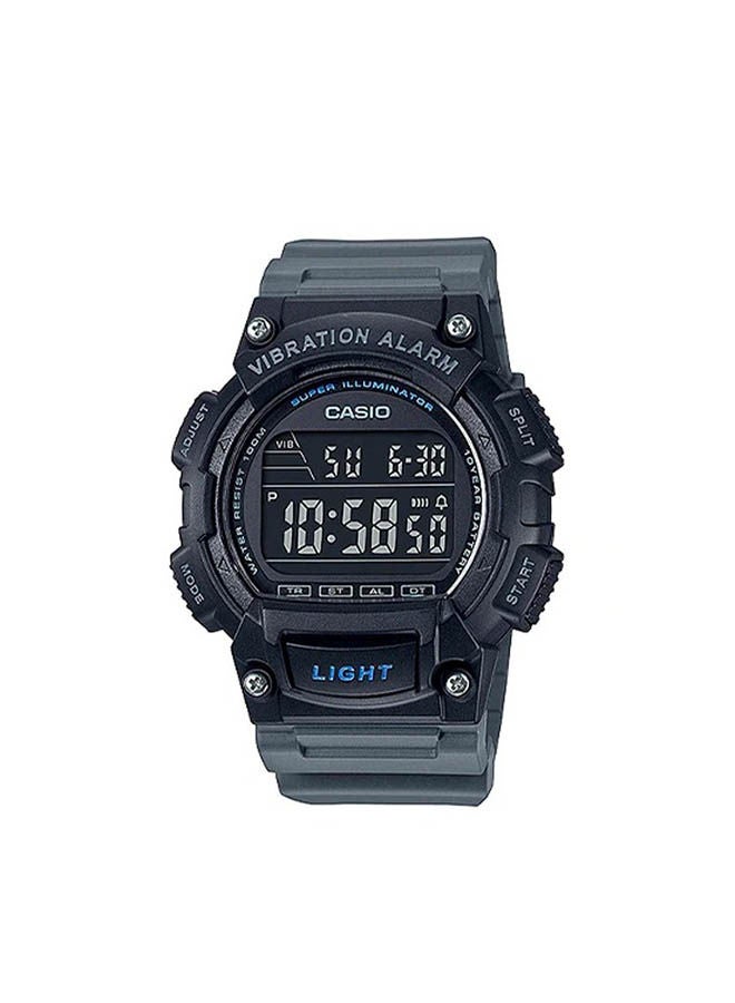 كاسيو ساعة يد رقمية بسوار من المطاط طراز W-736H-8BVDF - مقاس 43 مم - لون أسود للرجال