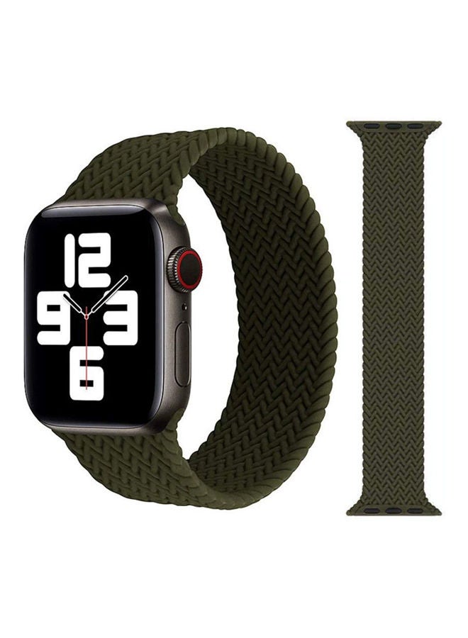 Braided Silicone Solo Loop Replacement Band For Apple Watch Green  - Image 1