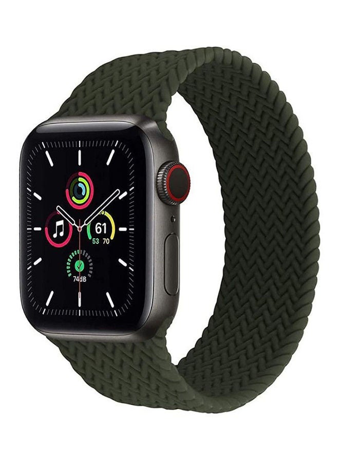 Braided Silicone Solo Loop Replacement Band For Apple Watch Green  - Image 4
