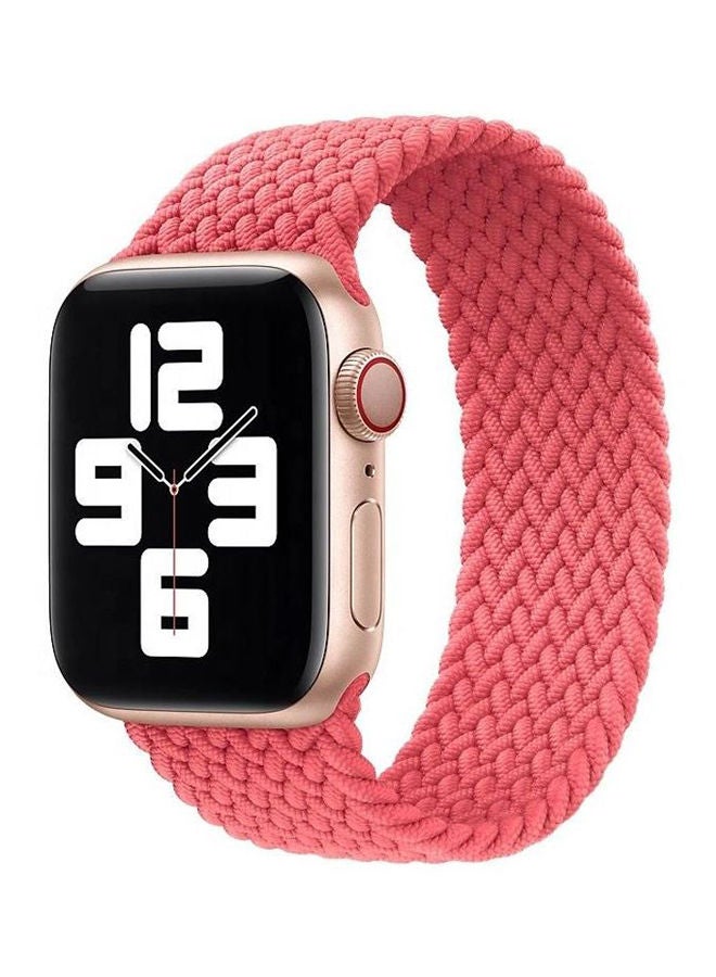 Braided Solo Loop Stretchy Fabric Elastic Watch Band Pink  - Image 1