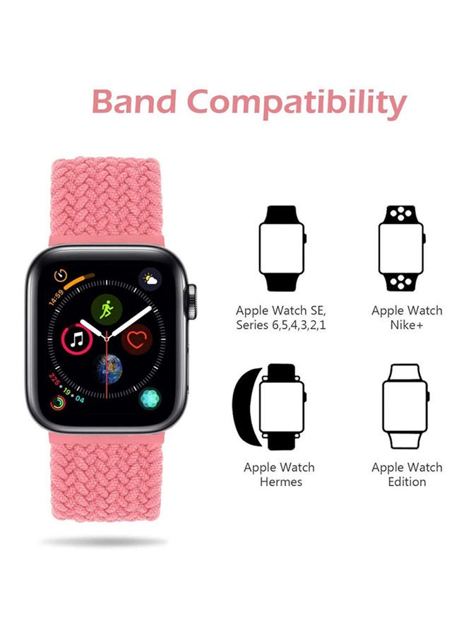 Braided Solo Loop Stretchy Fabric Elastic Watch Band Pink  - Image 4
