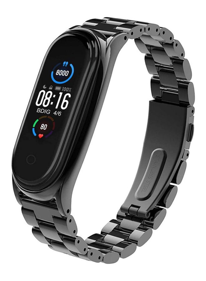 Xiaomi Mi Band 5 Double Spring Solid Stainless Steel Straps Black - Image 2