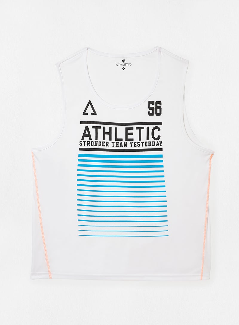 Athletiq - Casual Printed Sando T-Shirt White - Image 1