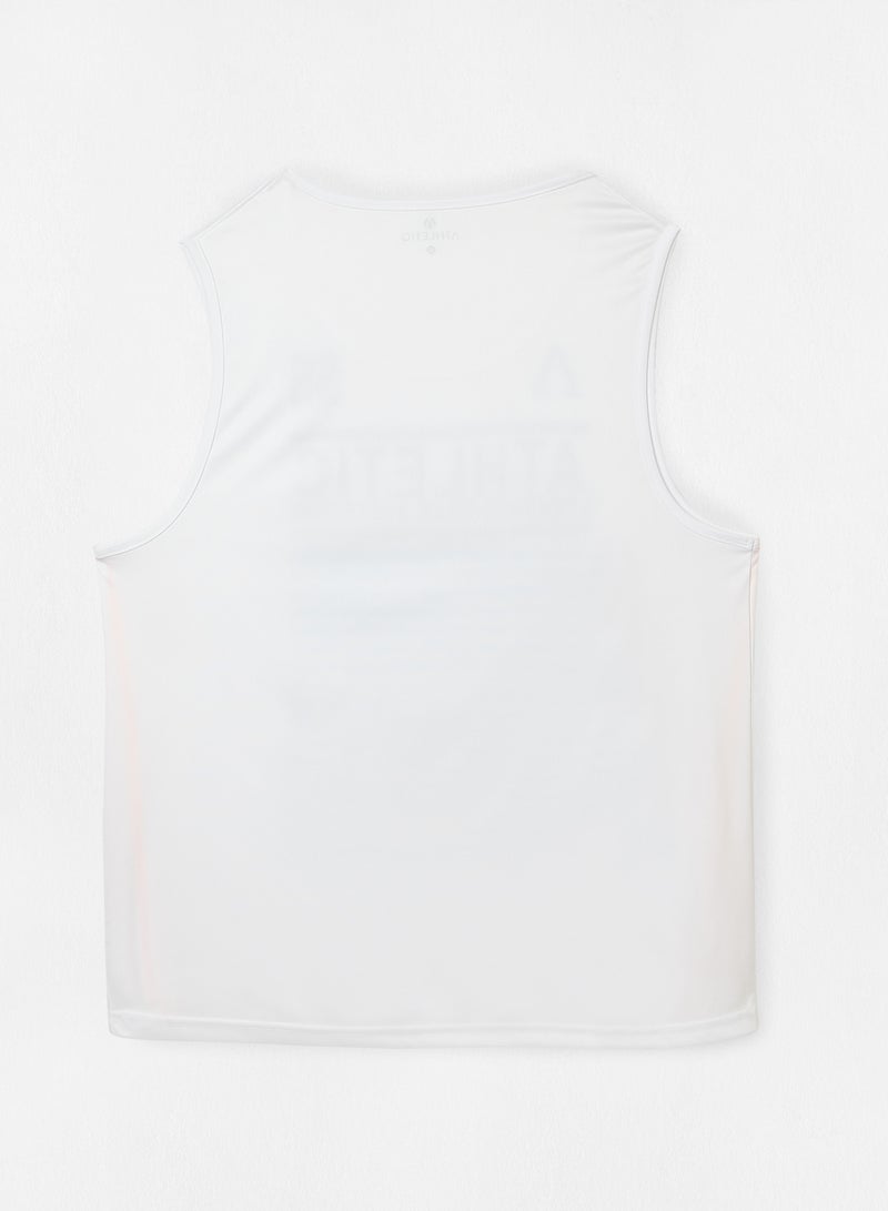 Athletiq - Casual Printed Sando T-Shirt White - Image 1